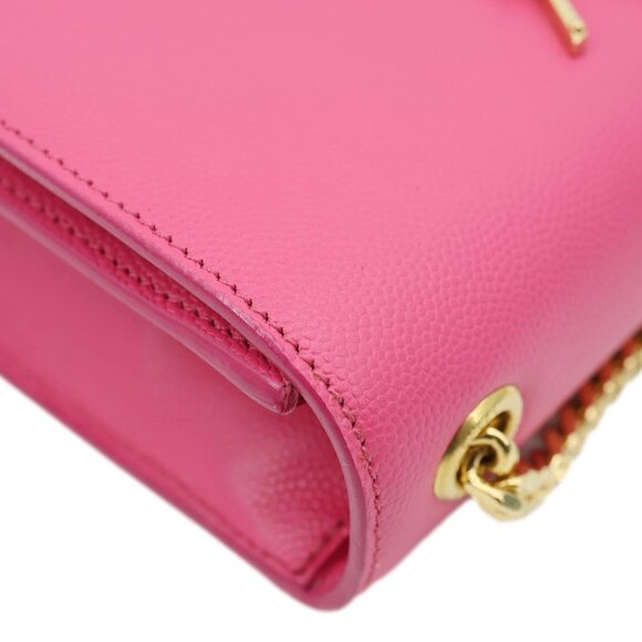 Yves Saint Laurent  Kate Small Pebbled Leather Chain Crossbody Bag Pink - Picture 8 of 14